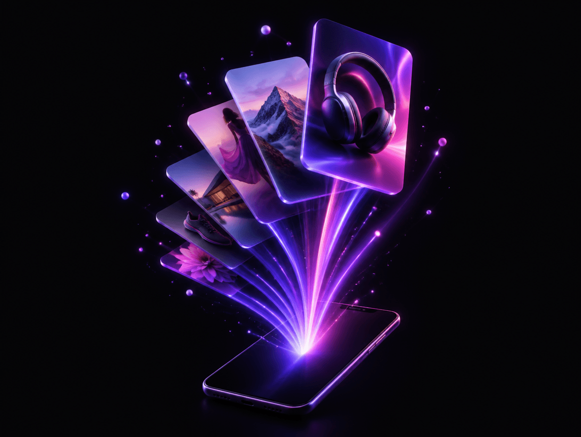 Ad cards launching into a phone